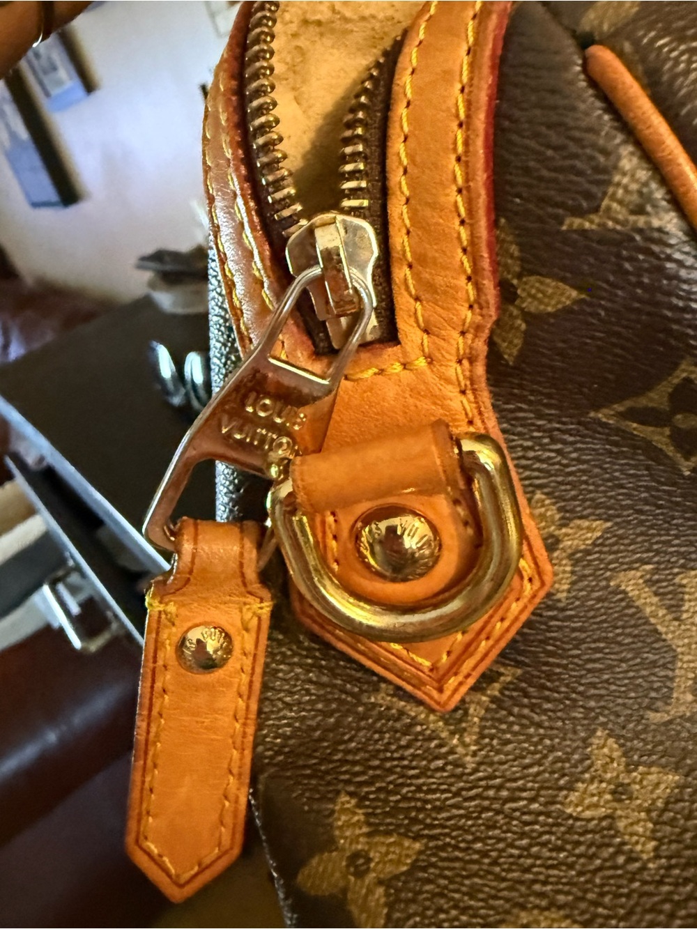 Louis Vuitton Brown Monogram Canvas LARGE Satchel with Tan Leather Trim PROJECT - Picture 6 of 15